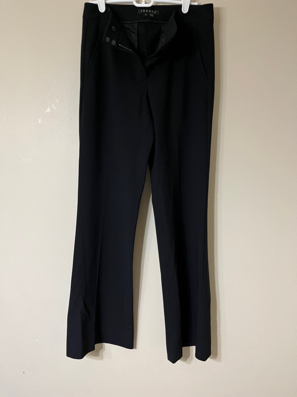 Theory Black Straight-Leg Dress Trousers